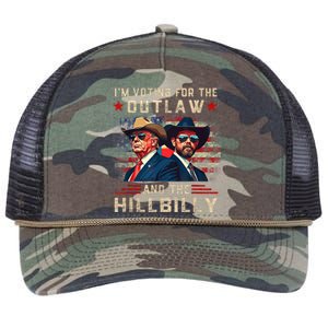 IM Voting For The Outlaw And The Hillbilly Trump Vance 2024 Retro Rope Trucker Hat Cap