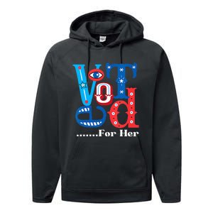 I Voted For Her Usa Elections 2024 Pro Kamala Liberal Performance Fleece Hoodie