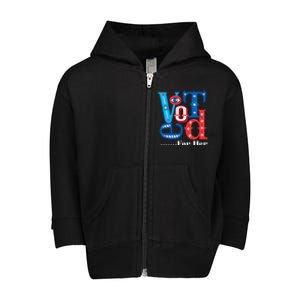 I Voted For Her Usa Elections 2024 Pro Kamala Liberal Toddler Zip Fleece Hoodie