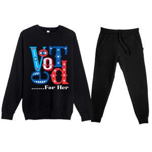 I Voted For Her Usa Elections 2024 Pro Kamala Liberal Premium Crewneck Sweatsuit Set