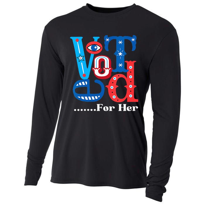 I Voted For Her Usa Elections 2024 Pro Kamala Liberal Cooling Performance Long Sleeve Crew