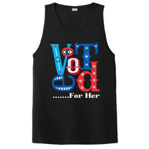 I Voted For Her Usa Elections 2024 Pro Kamala Liberal PosiCharge Competitor Tank