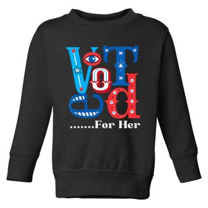 I Voted For Her Usa Elections 2024 Pro Kamala Liberal Toddler Sweatshirt