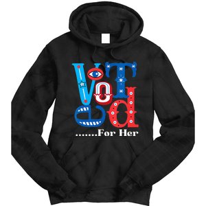 I Voted For Her Usa Elections 2024 Pro Kamala Liberal Tie Dye Hoodie