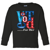 I Voted For Her Usa Elections 2024 Pro Kamala Liberal Toddler Long Sleeve Shirt