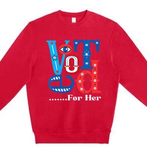 I Voted For Her Usa Elections 2024 Pro Kamala Liberal Premium Crewneck Sweatshirt