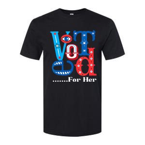 I Voted For Her Usa Elections 2024 Pro Kamala Liberal Softstyle CVC T-Shirt