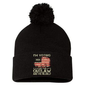 IM Voting For The Outlaw And The Hillbilly 2024 Political Pom Pom 12in Knit Beanie