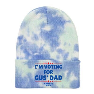 IM Voting For Gus Walz Dad Harris Walz 2024 Tie Dye 12in Knit Beanie