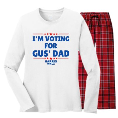 IM Voting For Gus Walz Dad Harris Walz 2024 Women's Long Sleeve Flannel Pajama Set 