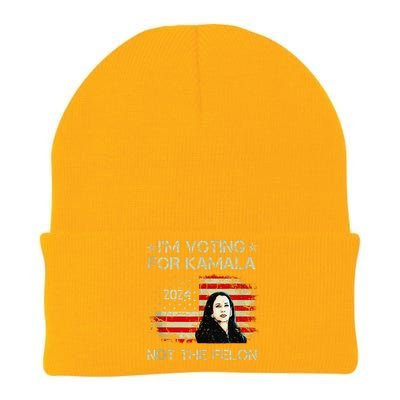 IM Voting For Kamala Harris 2024 Not The Felon Us Flag Knit Cap Winter Beanie