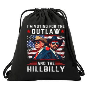 IM Voting For The Outlaw And The Hillbilly Trump Vance 2024 Drawstring Bag