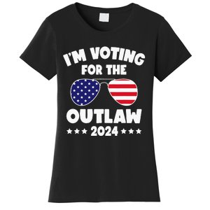 Im Voting For The Outlaw Funny Pro Trump Supporters 2024 Women's T-Shirt