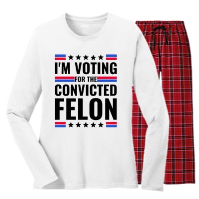 IM Voting For The Convicted Felon 2024 Women's Long Sleeve Flannel Pajama Set 