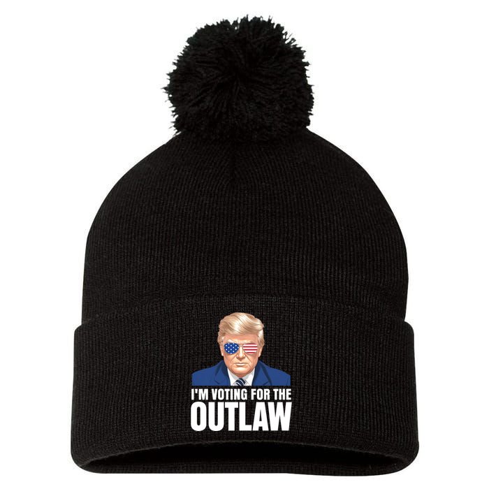 Im Voting For The Outlaw Trump 2024 Pom Pom 12in Knit Beanie