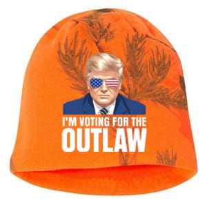 Im Voting For The Outlaw Trump 2024 Kati - Camo Knit Beanie