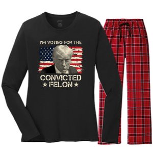 Im Voting For The Convicted Felon Trump Women's Long Sleeve Flannel Pajama Set 