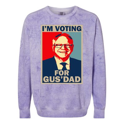 IM Voting For Gus Dad Vote Tim Walz 2024 Colorblast Crewneck Sweatshirt