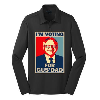 IM Voting For Gus Dad Vote Tim Walz 2024 Silk Touch Performance Long Sleeve Polo