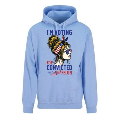 Im Voting For A Felon In 2024 Women Messy Bun Unisex Surf Hoodie