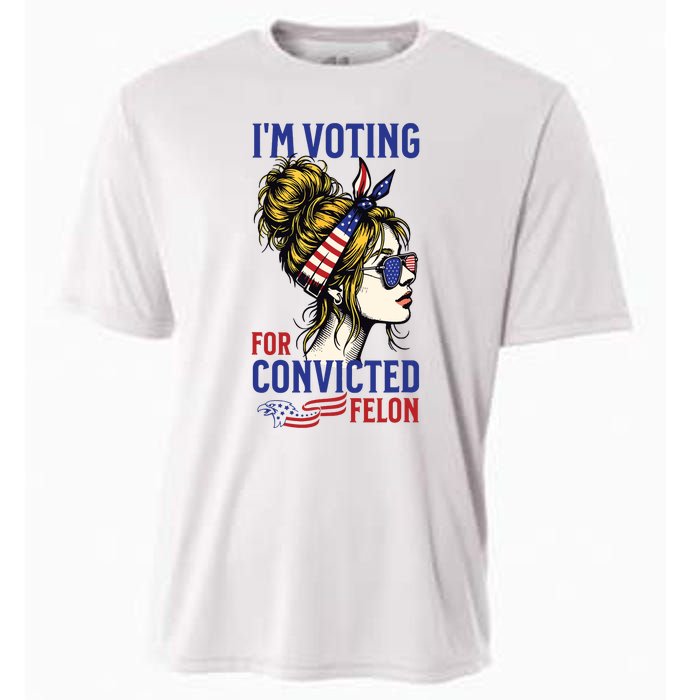 Im Voting For A Felon In 2024 Women Messy Bun Cooling Performance Crew T-Shirt