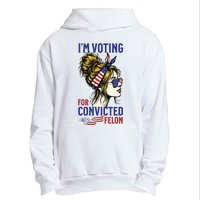 Im Voting For A Felon In 2024 Women Messy Bun Urban Pullover Hoodie