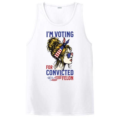 Im Voting For A Felon In 2024 Women Messy Bun PosiCharge Competitor Tank