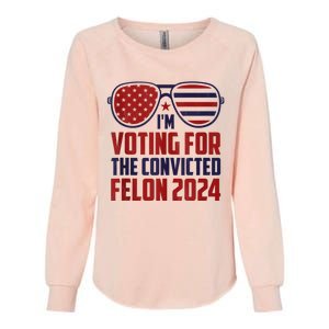 Im Voting For A Felon In 2024 Us Flag Sunglasses Pro Trump Womens California Wash Sweatshirt