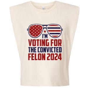 Im Voting For A Felon In 2024 Us Flag Sunglasses Pro Trump Garment-Dyed Women's Muscle Tee