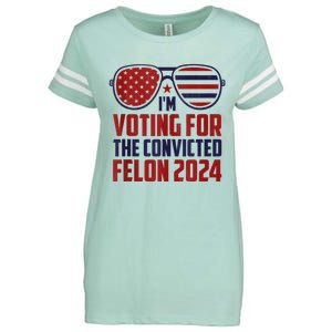 Im Voting For A Felon In 2024 Us Flag Sunglasses Pro Trump Enza Ladies Jersey Football T-Shirt