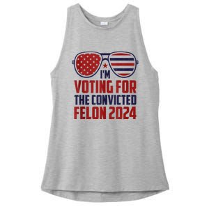 Im Voting For A Felon In 2024 Us Flag Sunglasses Pro Trump Ladies PosiCharge Tri-Blend Wicking Tank