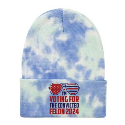 Im Voting For A Felon In 2024 Us Flag Sunglasses Pro Trump Tie Dye 12in Knit Beanie