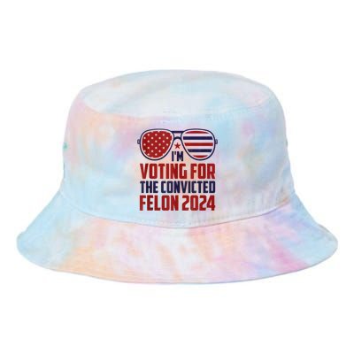 Im Voting For A Felon In 2024 Us Flag Sunglasses Pro Trump Tie Dye Newport Bucket Hat