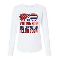 Im Voting For A Felon In 2024 Us Flag Sunglasses Pro Trump Womens Cotton Relaxed Long Sleeve T-Shirt