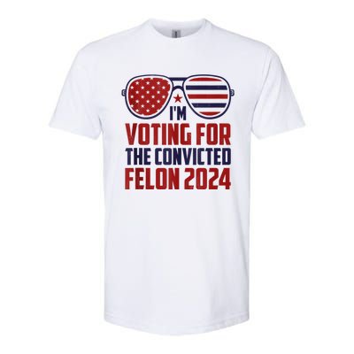 Im Voting For A Felon In 2024 Us Flag Sunglasses Pro Trump Softstyle® CVC T-Shirt