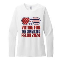 Im Voting For A Felon In 2024 Us Flag Sunglasses Pro Trump Womens CVC Long Sleeve Shirt