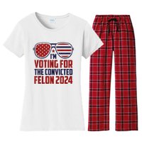 Im Voting For A Felon In 2024 Us Flag Sunglasses Pro Trump Women's Flannel Pajama Set