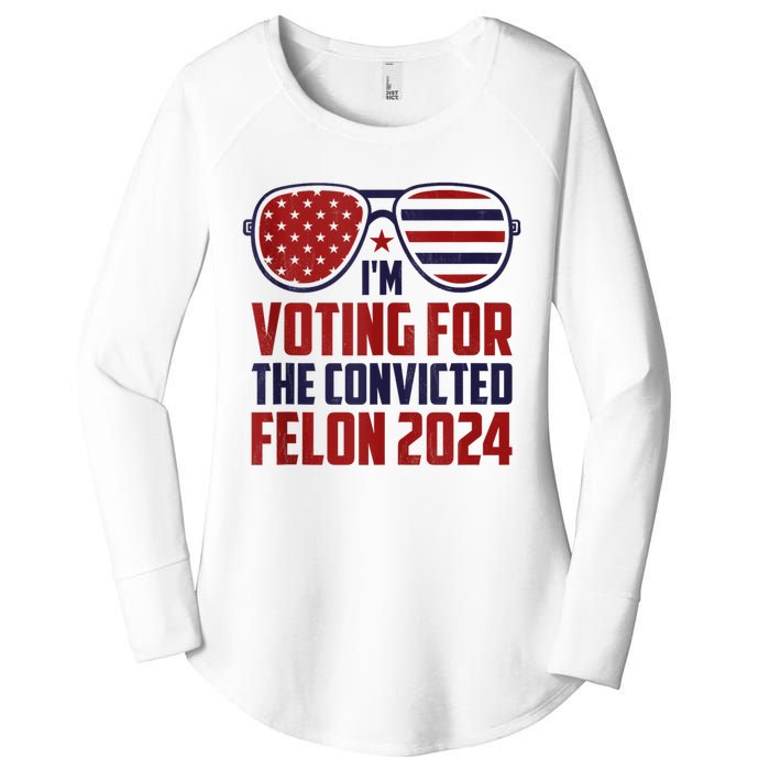 Im Voting For A Felon In 2024 Us Flag Sunglasses Pro Trump Women's Perfect Tri Tunic Long Sleeve Shirt