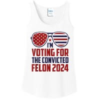 Im Voting For A Felon In 2024 Us Flag Sunglasses Pro Trump Ladies Essential Tank