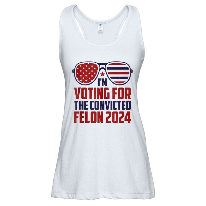 Im Voting For A Felon In 2024 Us Flag Sunglasses Pro Trump Ladies Essential Flowy Tank