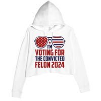 Im Voting For A Felon In 2024 Us Flag Sunglasses Pro Trump Crop Fleece Hoodie