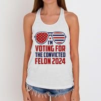 Im Voting For A Felon In 2024 Us Flag Sunglasses Pro Trump Women's Knotted Racerback Tank