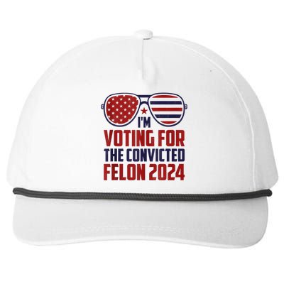 Im Voting For A Felon In 2024 Us Flag Sunglasses Pro Trump Snapback Five-Panel Rope Hat