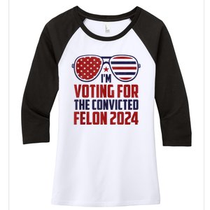 Im Voting For A Felon In 2024 Us Flag Sunglasses Pro Trump Women's Tri-Blend 3/4-Sleeve Raglan Shirt