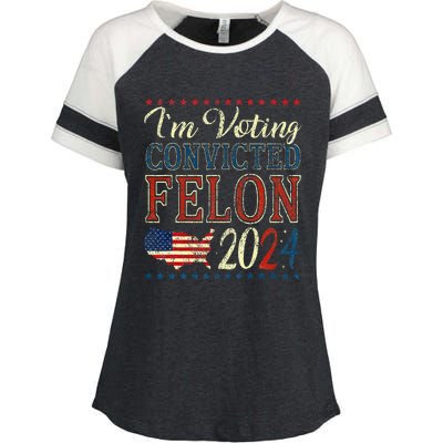 IM Voting For The Convicted Felon Funny Pro Trump 2024 Enza Ladies Jersey Colorblock Tee