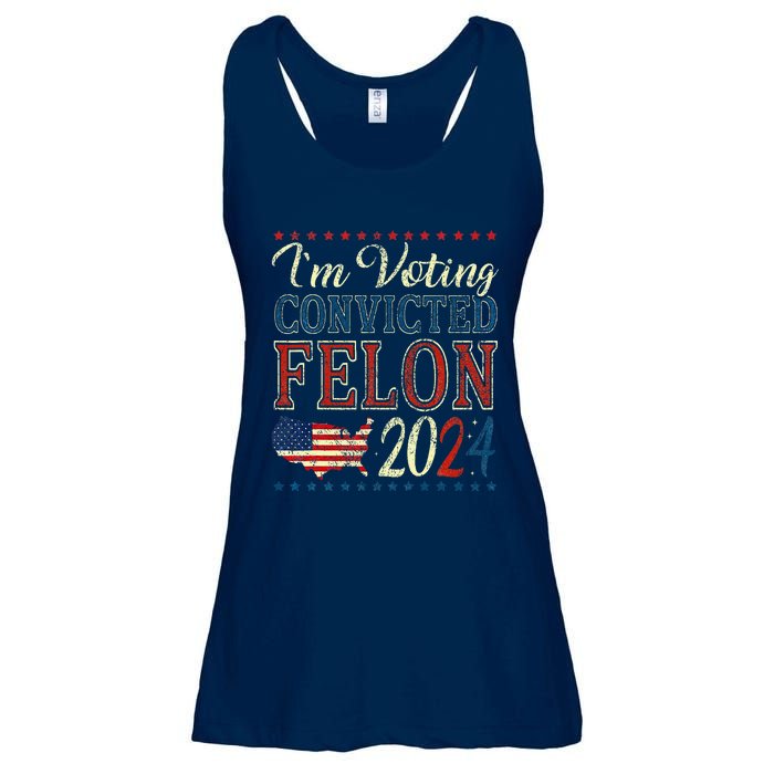 IM Voting For The Convicted Felon Funny Pro Trump 2024 Ladies Essential Flowy Tank