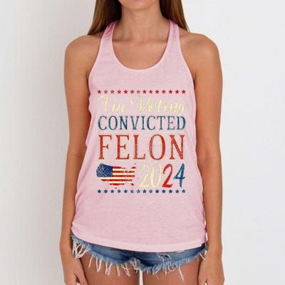 IM Voting For The Convicted Felon Funny Pro Trump 2024 Women's Knotted Racerback Tank