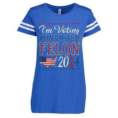 IM Voting For The Convicted Felon Funny Pro Trump 2024 Enza Ladies Jersey Football T-Shirt