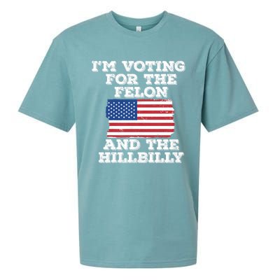 IM Voting For The Felon & The Hillbilly 2024 Pro Trump Meme Sueded Cloud Jersey T-Shirt