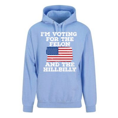 IM Voting For The Felon & The Hillbilly 2024 Pro Trump Meme Unisex Surf Hoodie